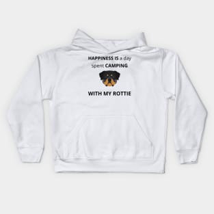 Happiness is a day spent camping with my Rottweiler Kids Hoodie